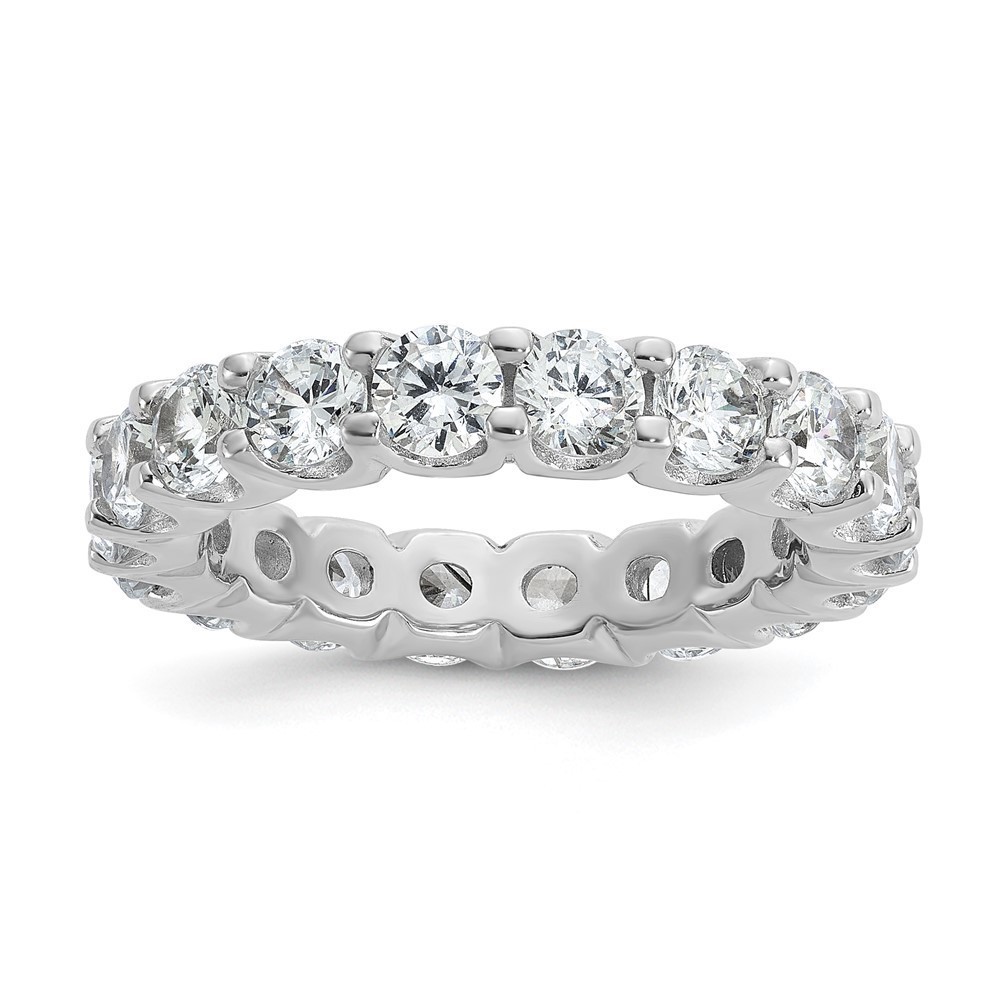 925 Sterling Silver Rhodium-plated 3.75mm CZ 17 Stone Eternity Band